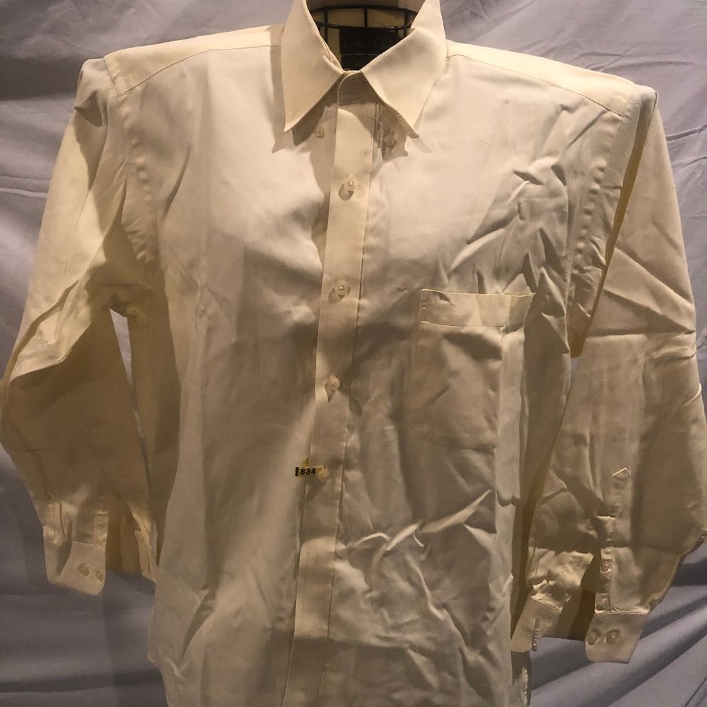 Hunt Club 15 1/2 32/33 Yellow Pinpoint Long Sleeve Dress Shirt